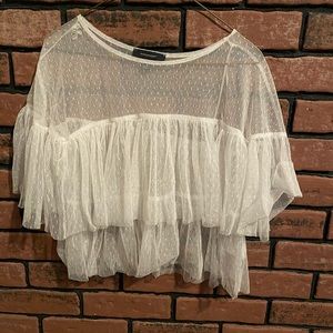 Sheer Ruffled Tulle Blouse